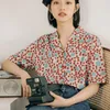 Inman Summer Women Top Retro Vintage Literary Floral 한국 패션 꽃 블라우스 젊은 귀여운 버튼 스트레이트 레이디 여성 셔츠 220527