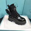 Män kvinnor rois stövlar designers ankel martin boot läder nylon avtagbar påse bootie militär inspirerade stridskor originallåda storlek 35-40 mjkhhk0001