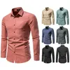 Chemises robes pour hommes Hollow à manches longues Fashionsolid Couleur rétro Casual Button Shirt Slim Shirtsmen's Vere22