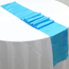 10pcs Shiny Satin Banquet Wedding Table Runners Silk Ribbon Flags for Party El Event Decoration 220615
