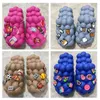 Slipper Bubble Slide com Charm Beach Men Women Sandal 2022 Summer Home Shoe Platform Ball Slipper 220723