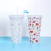 5pcs/set 710ml magic color changing water cup fashion mathible till a lease plastic degating bottion with lid/straw