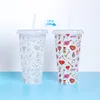 5 teile/satz 710 ml Magische Farbwechsel Wasser Tasse Mode Tragbare Wiederverwendbare Kunststoff Temperatur Verfärbung Wasser Flasche Mit Deckel/stroh