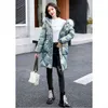 Winter Thick Warm Coat Women New Fur Collar Hooded Down Cotton Coat White Pink Green Loose Glossy Long Parkas Jacket L220730