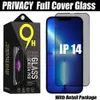 PRIVACIDAD Protector de pantalla de vidrio antiespía para Iphone 15 14 13 12 12 mini pro max xr xs 6 7 8 Plus vidrio templado de cubierta completa con paquete minorista