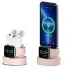 3 In 1 Cellphone Holders Watch Earphone Silicone Charging Stand for Apple Watch Ultra 8 7 6 5 4 3 2 1 SE IWatch IPhone 14 13 Pro Max Airpods Charger Dock Station