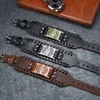 Punk -stijl verstelbare brede pu lederen identificatie armbanden gotische vrouwen mannen legering riem gesp wrap armband vrouwelijk sieraden cadeau