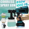 1000ml Electric Cordless Spray Gun Household Convenience Paint With Li-ion Battery Regulation High Power Sprayer Tool Professional Guns