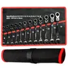 Flex Head Ratcheting Wrench Set, Combination Ended Spann Kit, Chrome Vanadium Steel Hand Tools Socket Key Ratchet Set 220428