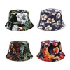 Bucket Hats Floral Flowers Fisherman Hat Double Side Wearing Camouflage Sunshade Caps Spring Summer Casual Beach Basin Hat GCB15063