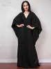 2022 Solid V-neck Batwing Sleeve Plus Size Loose Maxi Dress For Women Summer Beach Wear Kaftan Long Bathing Suit Cover Up Q1306 AA220325