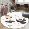 카펫 어린이 놀이 매트 발레 소녀 침실 깔개 귀여운 만화 흰색 놀이방 원형 지역 비 슬립 장식 럭스 카펫