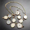 Kedjor Natural Solar Quartz Neckace Healing Crystal With Gold Lariat Link Necklace White Stalactite Jewelry NC098 5pieceslotchain4245729