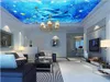 Personalizzato 3D Seta foto murale carta da parati Bellissimo Ocean World Dolphin Zenith Soffitto Sky Flowers Flowers Mural per soggiorno Camera da letto Decorazione indoor