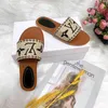 2023 Designer Luxury Women's Linen Slippers Summer Beach Outdoor Fashion Brand Alphabet Embroidery Size 37-42