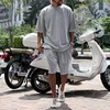 Trainingspakken Heren Man Sets Korte mouw Casual Zomer Heren Mode Trend Effen Kleur Losse Sportkleding Occident Streetwear heren