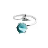 925 Silver Mermaid Skumring Kvinna Naturlig Enkel Öppen Typ Fishtail Blue Crystal Ring Bröllop Smycken CX220318