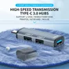 Hubs Tipo C 3.0 Extensões de cubo Notebook de computador 3Port Estação USB Splitter de dados portátil para o teclado da câmera adaptadorb