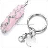 Key Rings Natural Stone Wrap Tree Of Life Hexagonal Prism Keychains Healing Rose Crystal Car Decor Keyholder For Women M Dhseller2010 Dhjpe