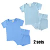 Kledingsets Kinderkleding Set Baby Girls Pyjamas Zomer Korte stijl jongens Nightwear 2PCS Modale solide kleur Peuterpak Cuteclothing