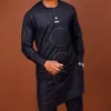 Rayé Imprimer À Manches Longues Africain Ethnique Hommes s Costume Haut Pantalon Ensemble 2 Pièces Tenue hommes Vêtements Dashiki Chemise Pantalon 220708