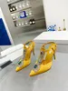 Frauen speicherte formale Schuhe Fashion Crystal Diamant Weizenohrdekoration Seidenleder High Heels 9 cm Luxus Landebahn Party Kleid Sandalengröße 35-42