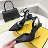 Знаменитые черные летние первые сандалии Обувь для женщин Мулы Золотистый каблук с открытым носком Элегантные женские туфли на высоком каблуке Slip Sexy Sandalias box EU35-40