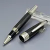 Grote Karakters Serie Speciale Editie vulpen luxe zwarte carbon fibra blauwe roller ball balpennen met JFK carving lo295S