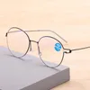 نظارات شمسية جولة مكافحة زرقاء ضوء نظارات القراءة خفيفة للرجال النساء المعادن pressbyopic النظارات الزائعة القراء حاسوب النظارات