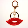 Keychains Cute Rhinestone Crystal Big Red Lip Keychain Purse Key Chain Bag Decorative Alloy Pendant Ring HandBag JewelryKeychains