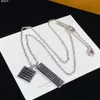 Fashion V Letter Pendant Necklaces Stripe Vintage Brand Necklace Women Men Stainless Steel Cards Jewelry Hip Hop Accessories No Box