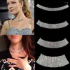 Chokers Blask srebrny kolor kryształowy łańcuch kołnierzyka Choker Naszyjnik Bridal Women Wedding Party Diamante Rhinestone Biżuter