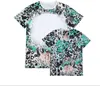 sublimation Bleached Polyester Shirt Leopard Print Vintage Graphic T-Shirt Heat Transfer Blank Casual Short Sleeve