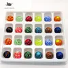 16mm Round Feather Design Handmade Glass Marbles Ball Charms Home Decor Accessories Vase Filled Game Toy For Kids Children 24PCS 220406