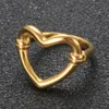 Anello da dito di alta qualità per gioielli da donna Trend per ragazze Carino foro cavo Love Heart Anelli vintage in acciaio inossidabile placcato oro 18k