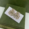 18K Altın Kaplama 925 Gümüş Lüks Marka Tasarımcıları Letters Stud Flower Geometrik Ünlü Kadınlar Yuvarlak Kristal Rhinestone İnci Küpe Çar 250c