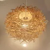 Hängslampor kinesiska handgjorda bambu korgar rotting lampskärm taklampa e27 vardagsrum El Restaurang Aisle Lamppendant