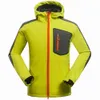 Man Splicing Colors Outdoor Climbing Jackets Wear For Mens Soft Shell Stand Neck Hooded Cycling Waterproof Casual Jackets 1553