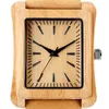 Wristwatches 2022 Unisex Bamboo Wooden Watches Rectangle Dial Luxury Genuine Leather Mens Nature Wood Wristwatch Male Relogio As Gifts