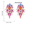 Boucles d'oreilles géométriques en strass en métal Boucles d'oreilles pendantes de déclaration étincelantes Bijoux exagérés de luxe pour femmes