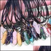 Arts And Crafts Arts Gifts Home Garden Natural Stone Pendant Gold Wire Wrap Crystal Necklace Hexagon Prism Amethyst Dhbxj