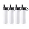 32OZ Sublimation Blank Mugs Tumbler White Vacuum Flask Stainless Steel Sports Wide Mouth Water Bottle with Straw and Portable Handle