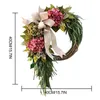 Coroas de flores decorativas Coroa de flores de casa de fazenda Enfeites de hortênsia rosa Porta da frente Jardim ao ar livre Natal Artificial Pendurado Parede de casamento N