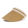 Korean Version Outdoor Sun Protection Women Empty Top Hat Splicing Wide Brim Spring Summer Shade Straw Hat Visor Cap