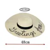 Lady Summer Holiday Beach Sombrero de paja de ala grande Mujeres Outdoor Casual Letter Travel Sun Hat Panamá Gorros G220301