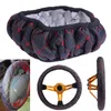 Stuurwielafdekkingen Volledig gat Auto binnengreep Handgreep Elastisch zwart rood synthetisch leer geborduurd voor 38 cm diameter Wheelsteering