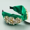 Modisches Stirnband für Erwachsene, glänzendes Strass-Blumen-Haarband, luxuriöses Turban-Haar-Accessoire
