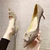 Dress Shoes Sexy Wedding for Women Thin High Heels Pumps Rhinestones Pointed Toe Elegant Ladies Sandals Luxury Female Party 2022 220507
