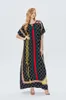 Women's Long Muslim Fashion Dress Plus Size Patchwork Casual Loose Short Sleeve ONeck Maxi Dress Female Arabic Robe 220527