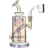 7 inch height hookah blue clear multicolor recyler dab rigs shisha glass bong with 10 mm banger water pipes